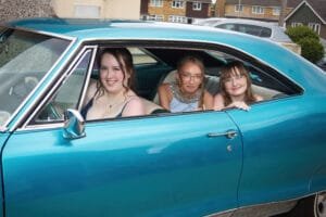 Prom photos  with girls and car on location
