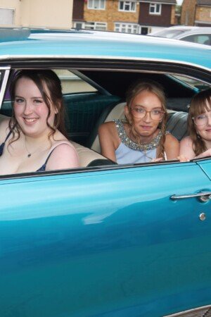 Prom photos with girls and car on location