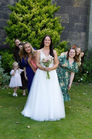 Bride with friends and family